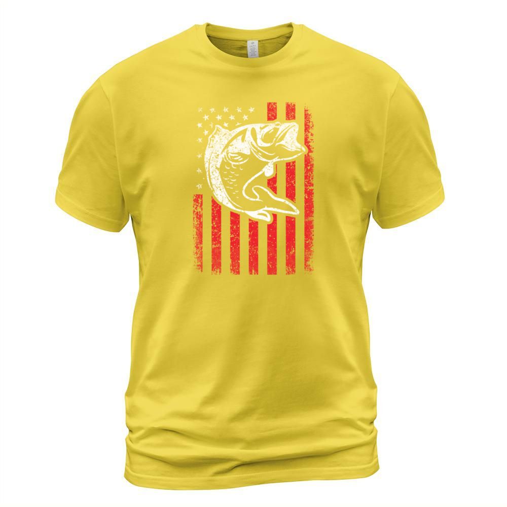 Fisherman Gift Fishing Bass Vintage American Flag Men's T-Shirt