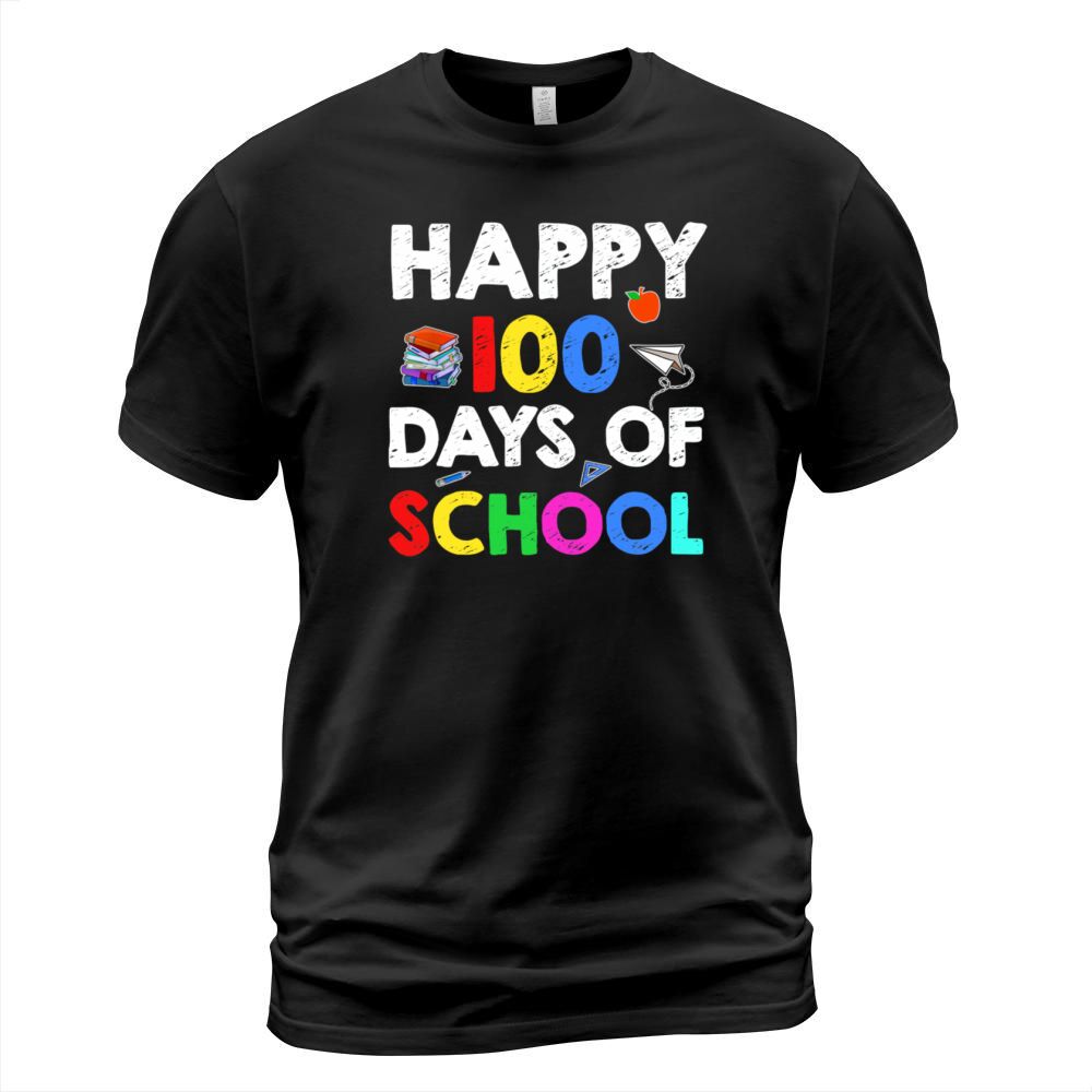 Happy 100 Days Of School Rainbow Letters Teachers T-Shirt Unisex