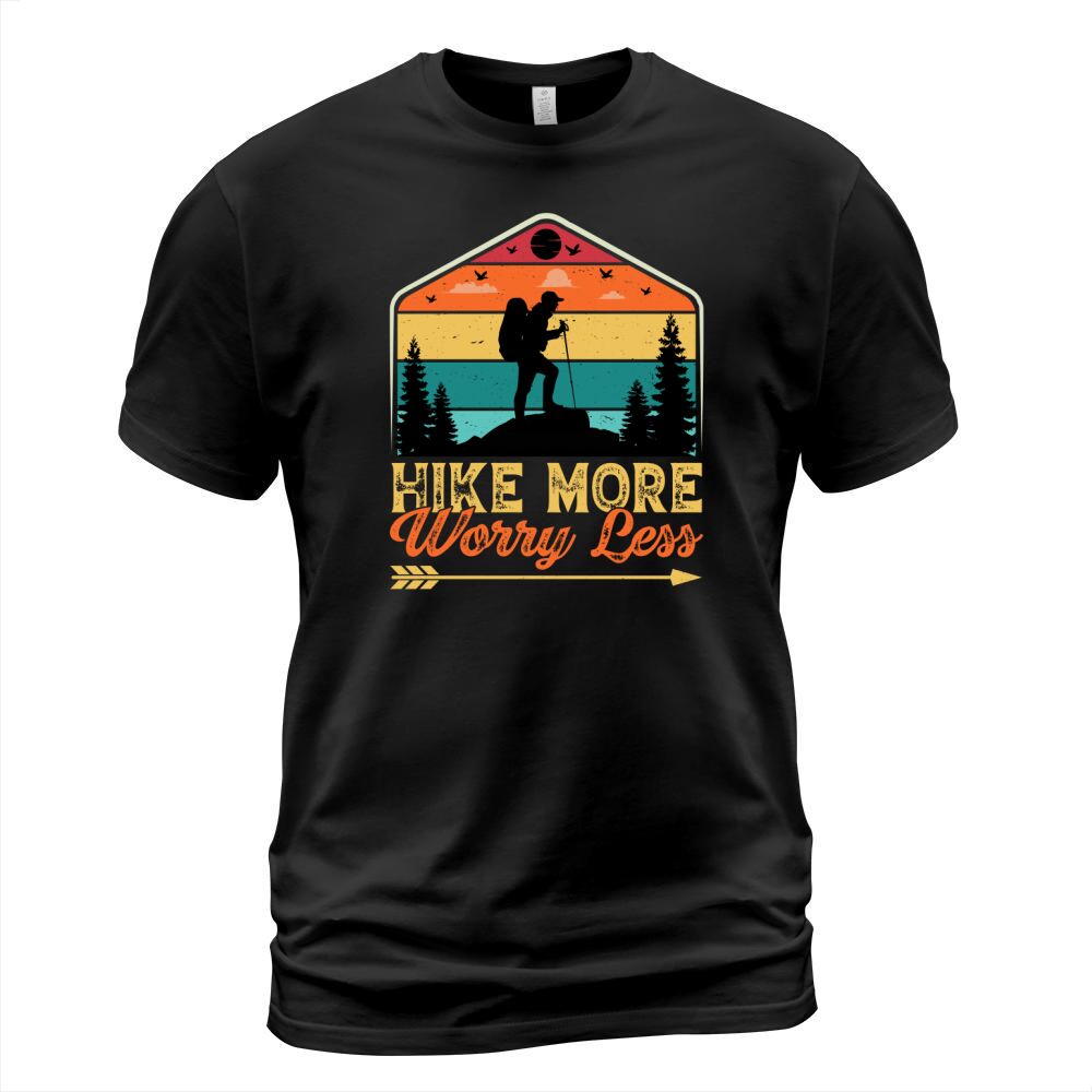 Hike More Worry Less Hiking T Shirt Design (1) T-Shirt Unisex