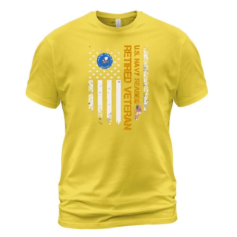 Vintage Usa American Flag Navy Seabee Proud Retire Men's T-Shirt