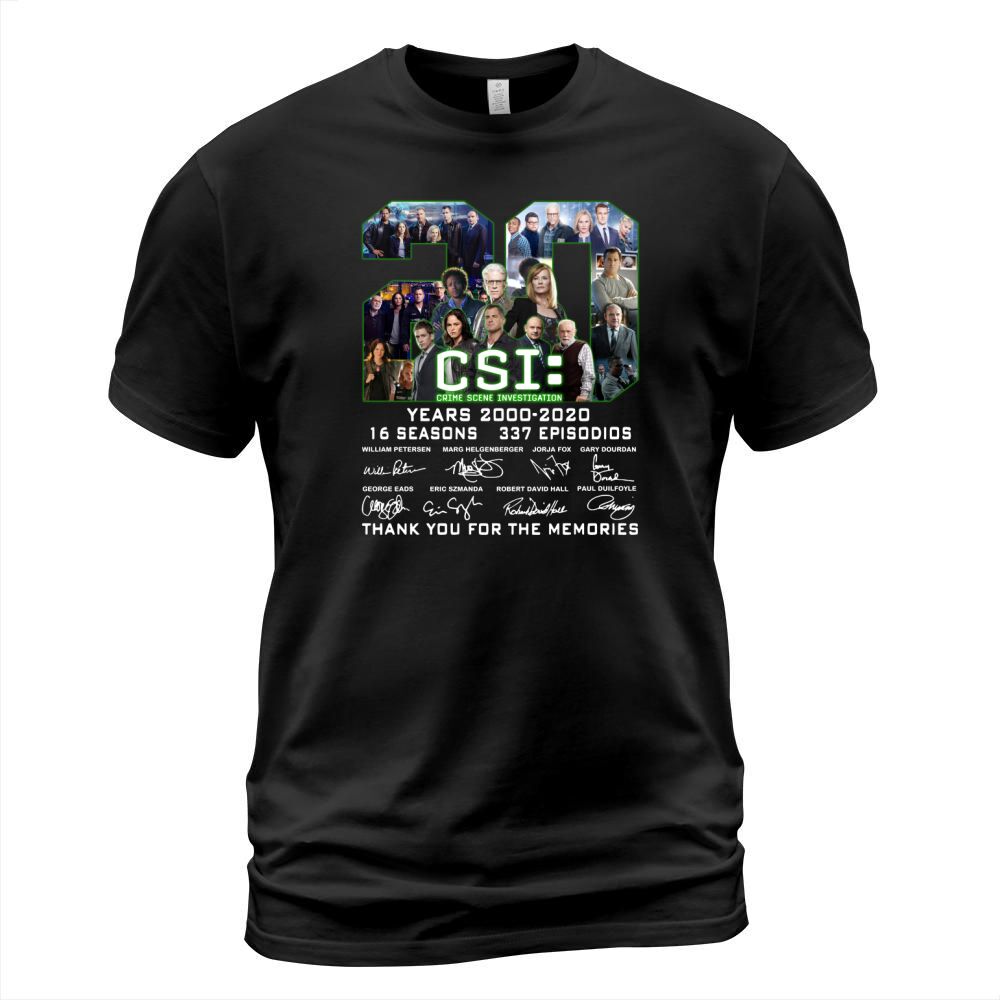Csi Crime Scene Investigation 20 years 2000 2020 16 seasons 337 episodios thank you for the memories signatures T-Shirt Unisex