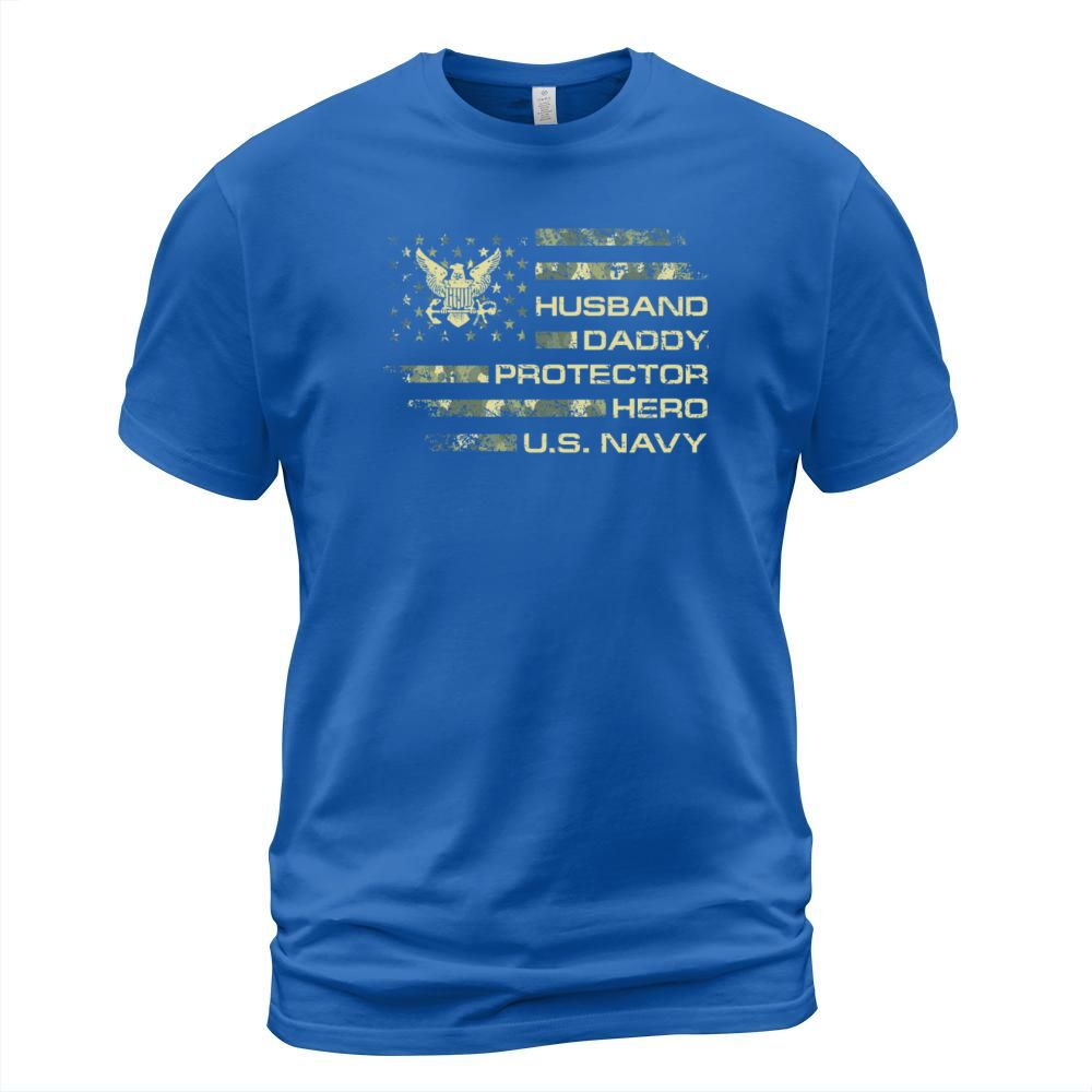 Husband Daddy Protector Hero US Navy Veteran USA C Men's T-Shirt