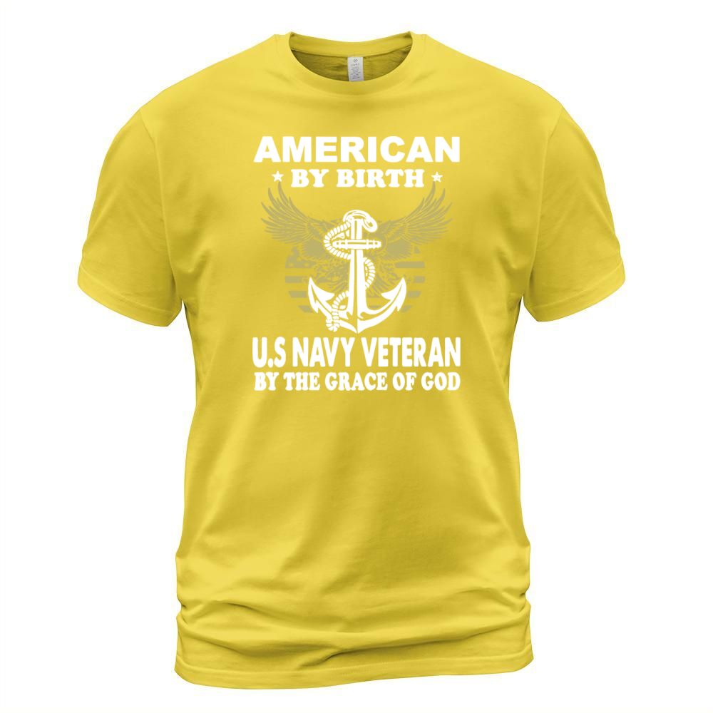 american by birth us navy veteran by the grace of Men's T-Shirt
