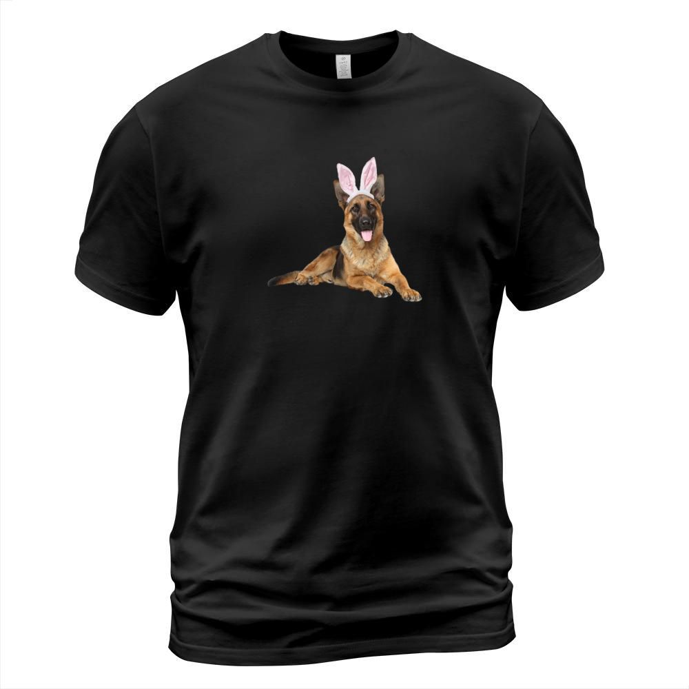 German Shepherd Wearing Easter Bunny Ears Dog T-Shirt Unisex