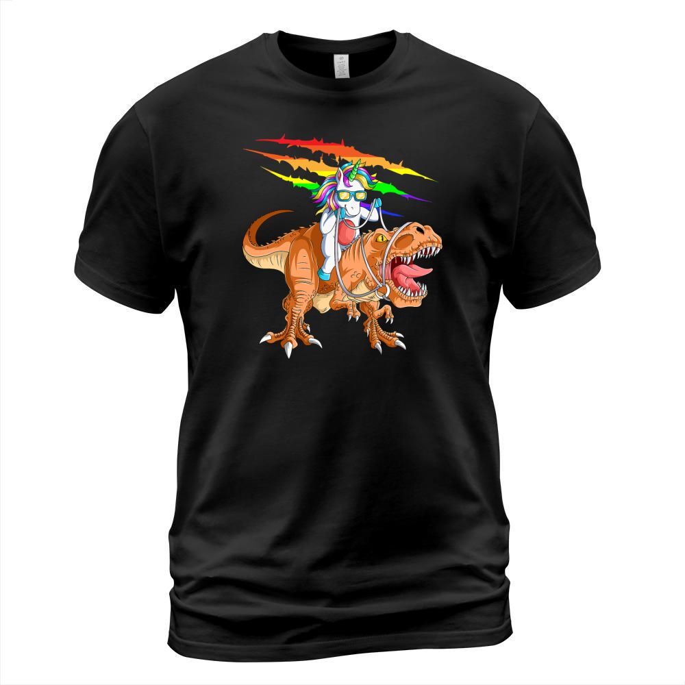 Unicorn Riding T Rex T-Shirt Unisex