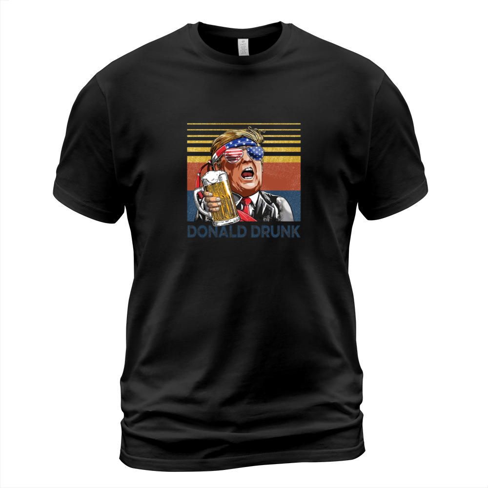 Donald Drunk Trump Drink Beer 4th of July Vintage T-Shirt Unisex