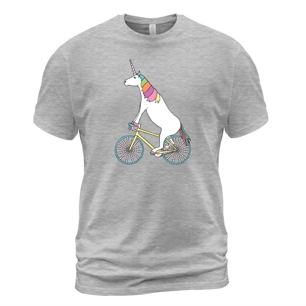 Unicorn Riding Bike With Unicorn Horn Spoked Wheel Men's T-Shirt
