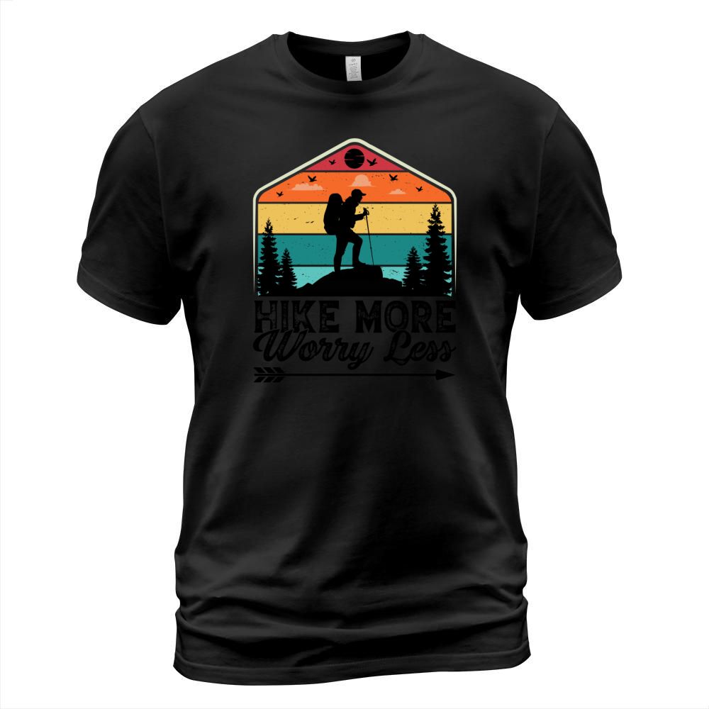 Hike More Worry Less Hiking T Shirt Design (3) T-Shirt Unisex
