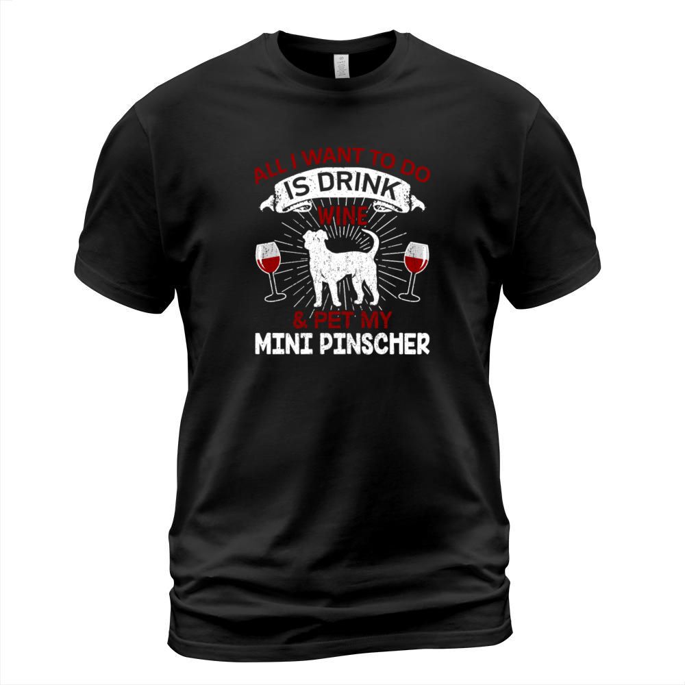 Wine And Pet My Pinscher Dog Owner Gift Men's T-Shirt