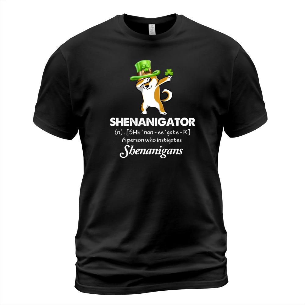Dabbing Shiba Inu Shenanigator Definition Patricks Day T-Shirt Unisex