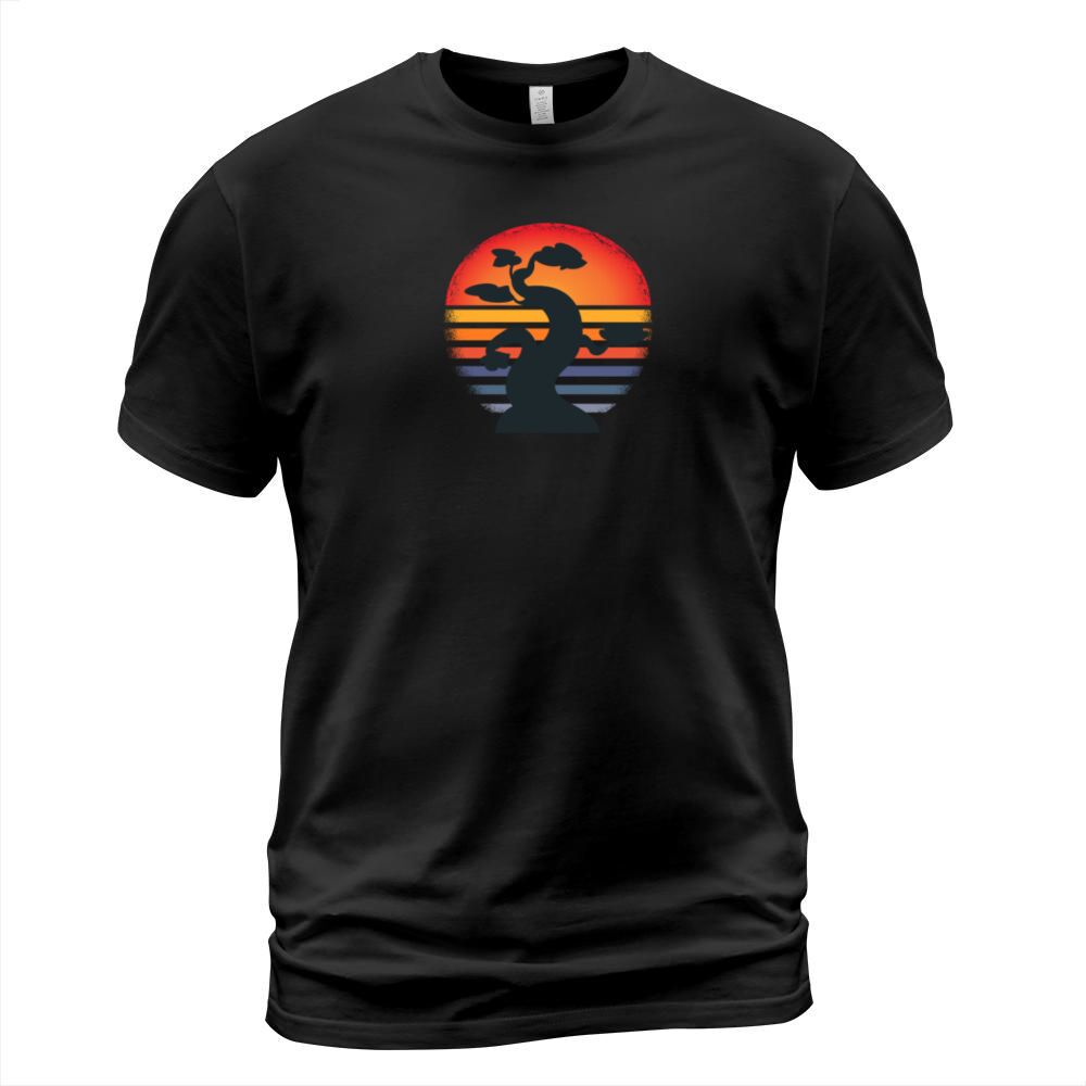 Bonsai Tree Silhouette In Vintage Sunset Men's T-Shirt