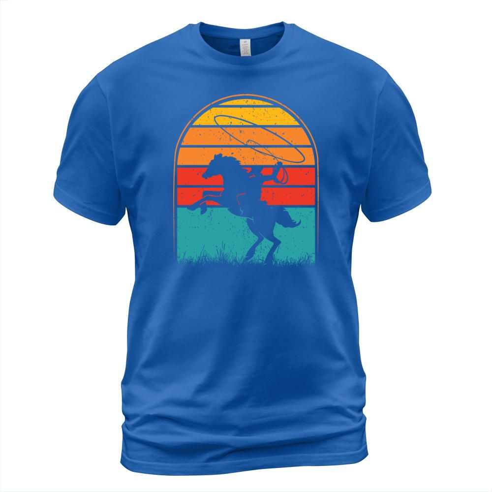 Colorful Retro Vintage Sunset Cowboy Horse Men's T-Shirt