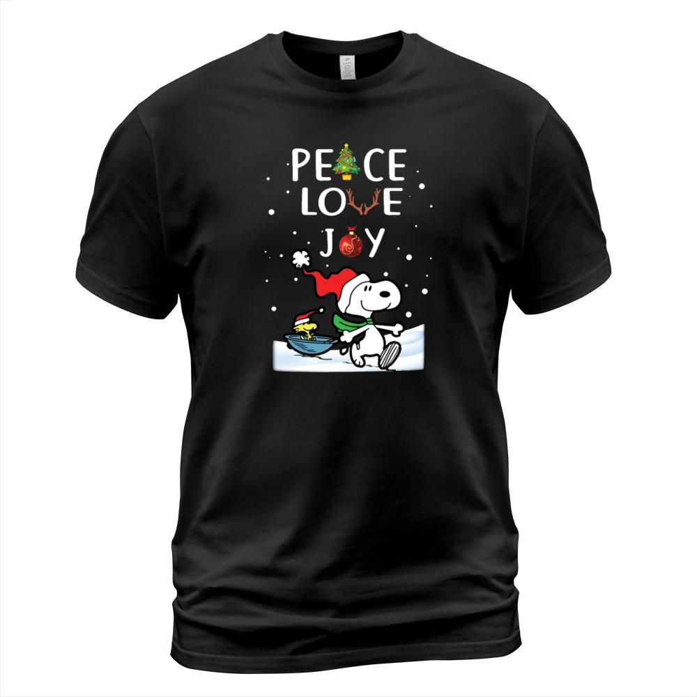 Merry Christmas Peanuts Snoopy Peace Love Joy Men's T-Shirt