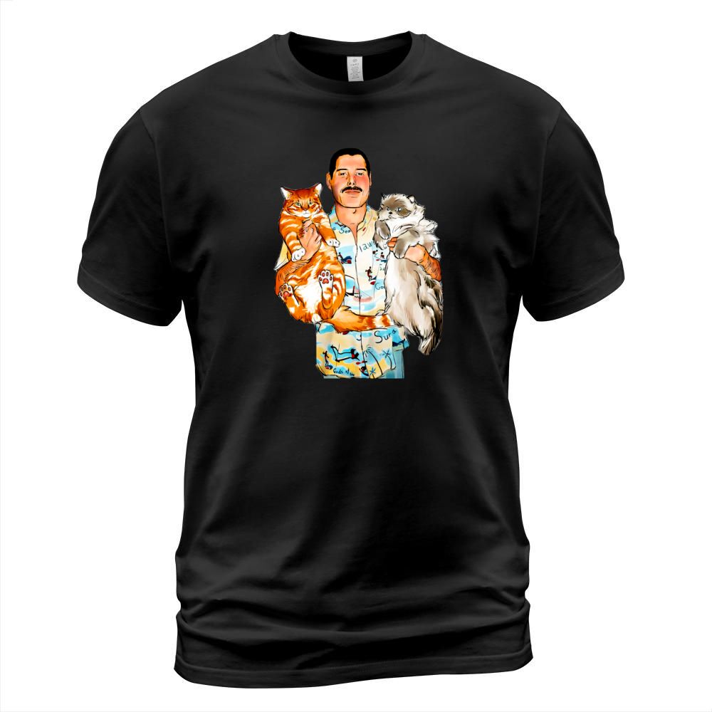 Freddie Mercury hug cats T-Shirt Unisex