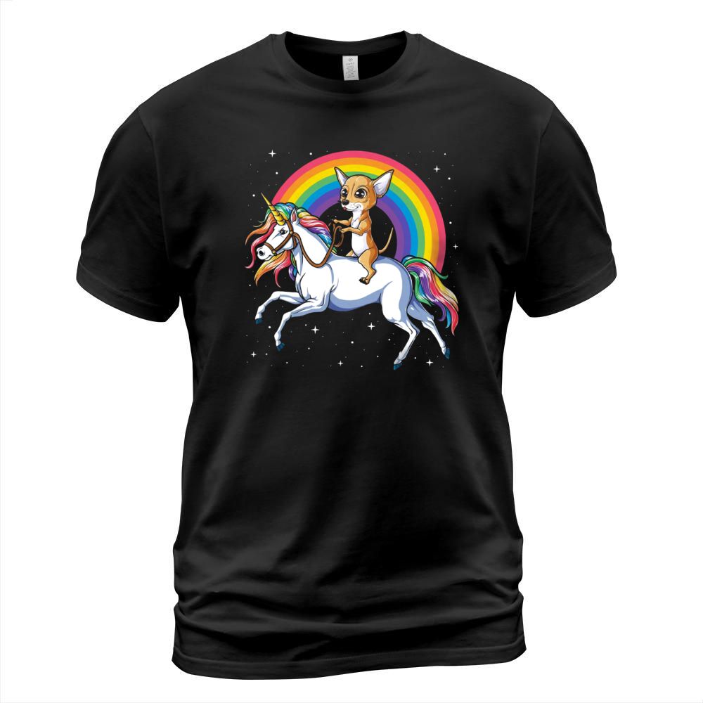 Chihuahua Riding Unicorn Funny T-Shirt Unisex