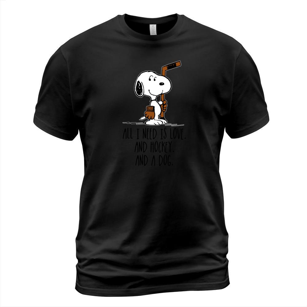 Snoopy all i need is love and hockey and a dog T-Shirt Unisex