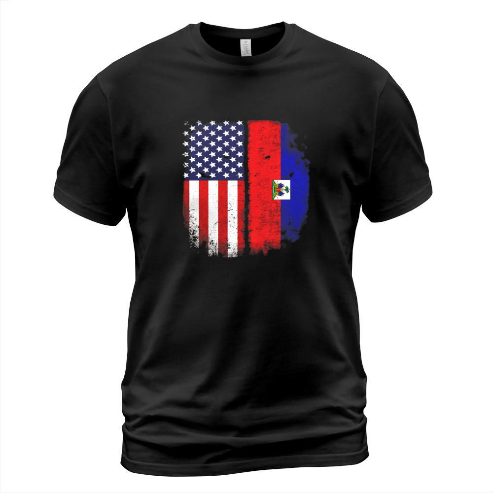 American Haitian Flag T-shirt Haiti Pride Heritage Tee T-Shirt Unisex