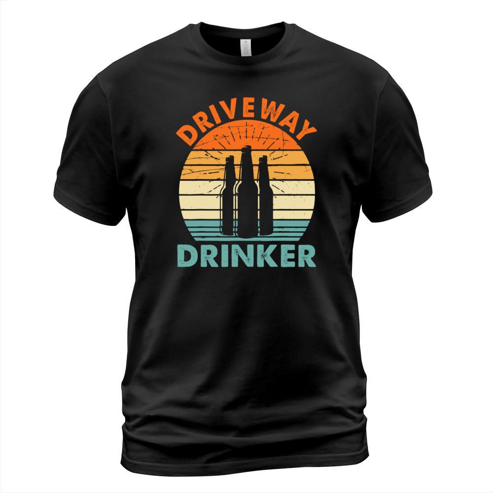 Mens Retro Vintage Driveway Drinker Beer Drinking T-Shirt Unisex