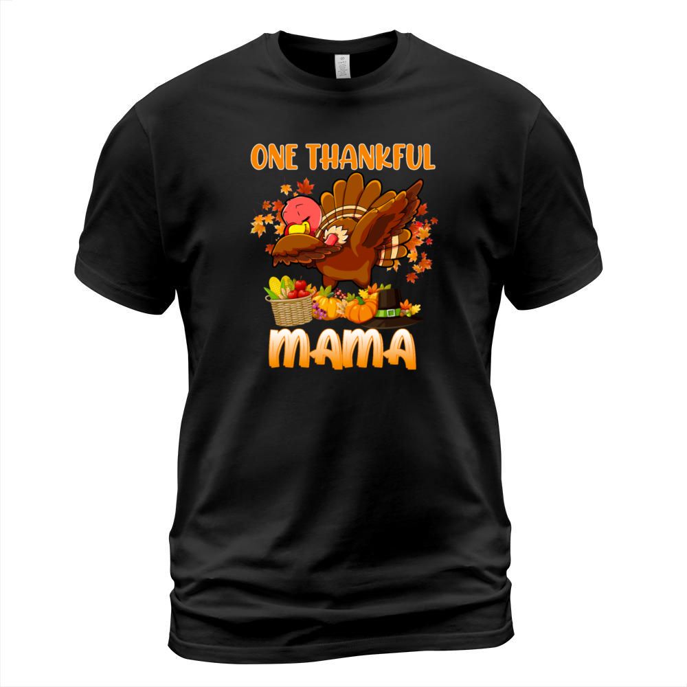One Thankful Mama Dabbing Turkey Thanksgiving Men's T-Shirt
