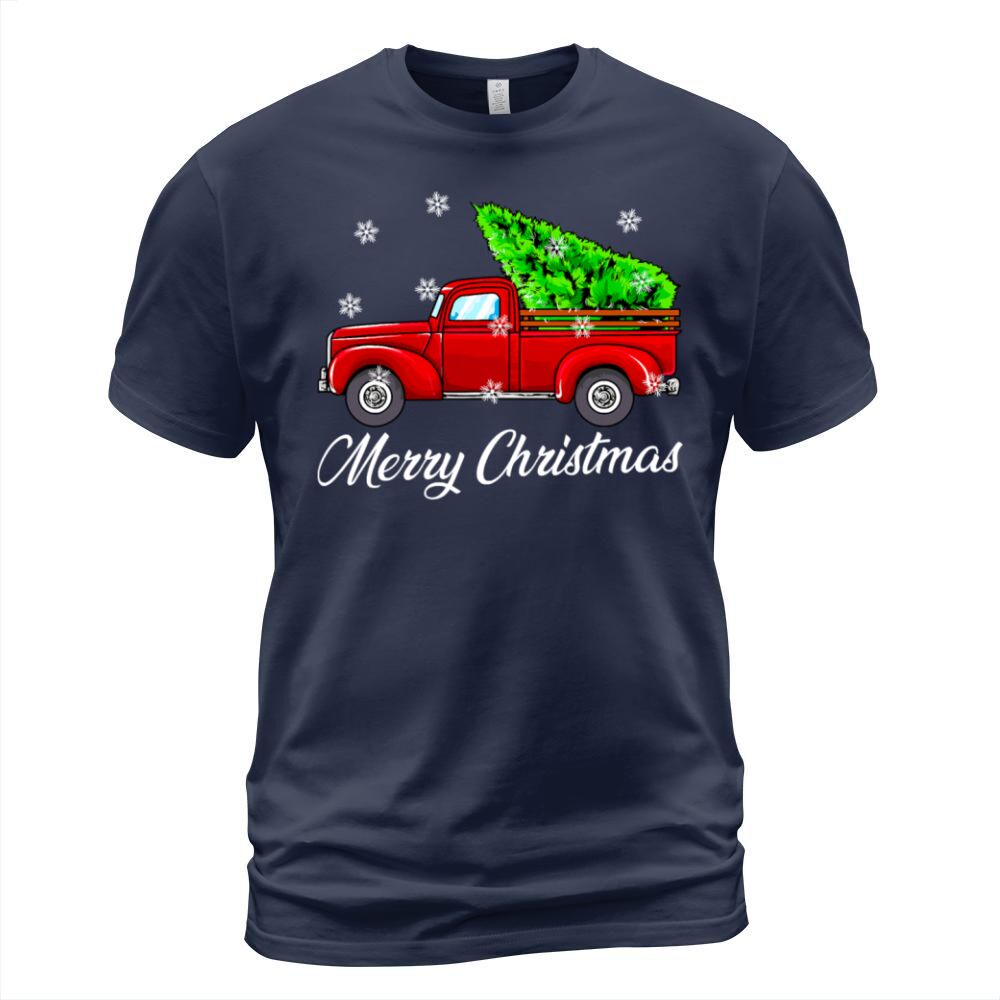 Vintage Wagon Christmas Tree Red Retro Farmer T-Shirt Unisex