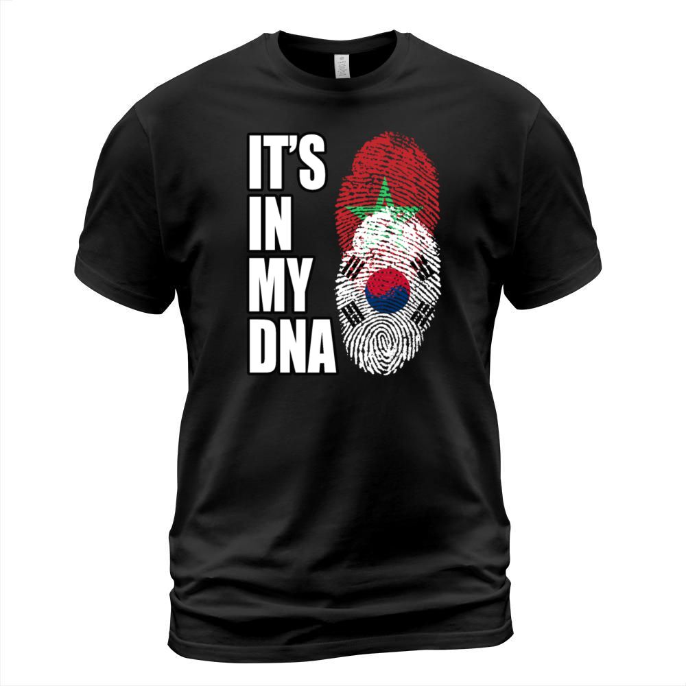 South Korean And Moroccan Mix DNA Flag Heritage Men's T-Shirt