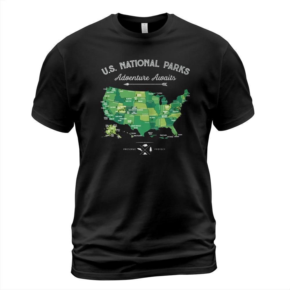 National Park Map Vintage T Shirt All 59 National Parks T-Shirt Unisex
