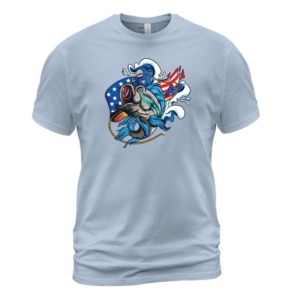 American Flag Fishing Gift Hooked Fish Vintage USA Men's T-Shirt