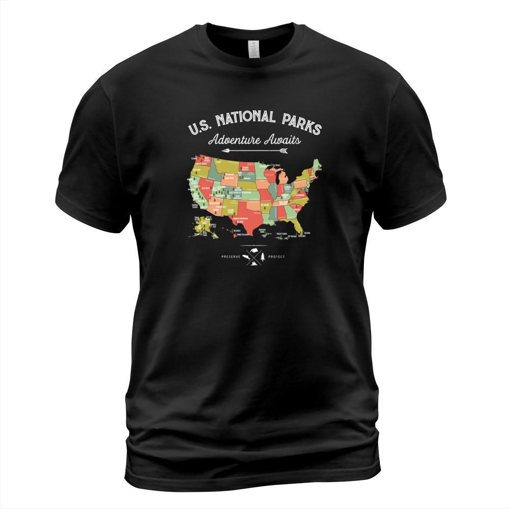 National Park Map Vintage T Shirt - All 59 National Parks T-Shirt Unisex