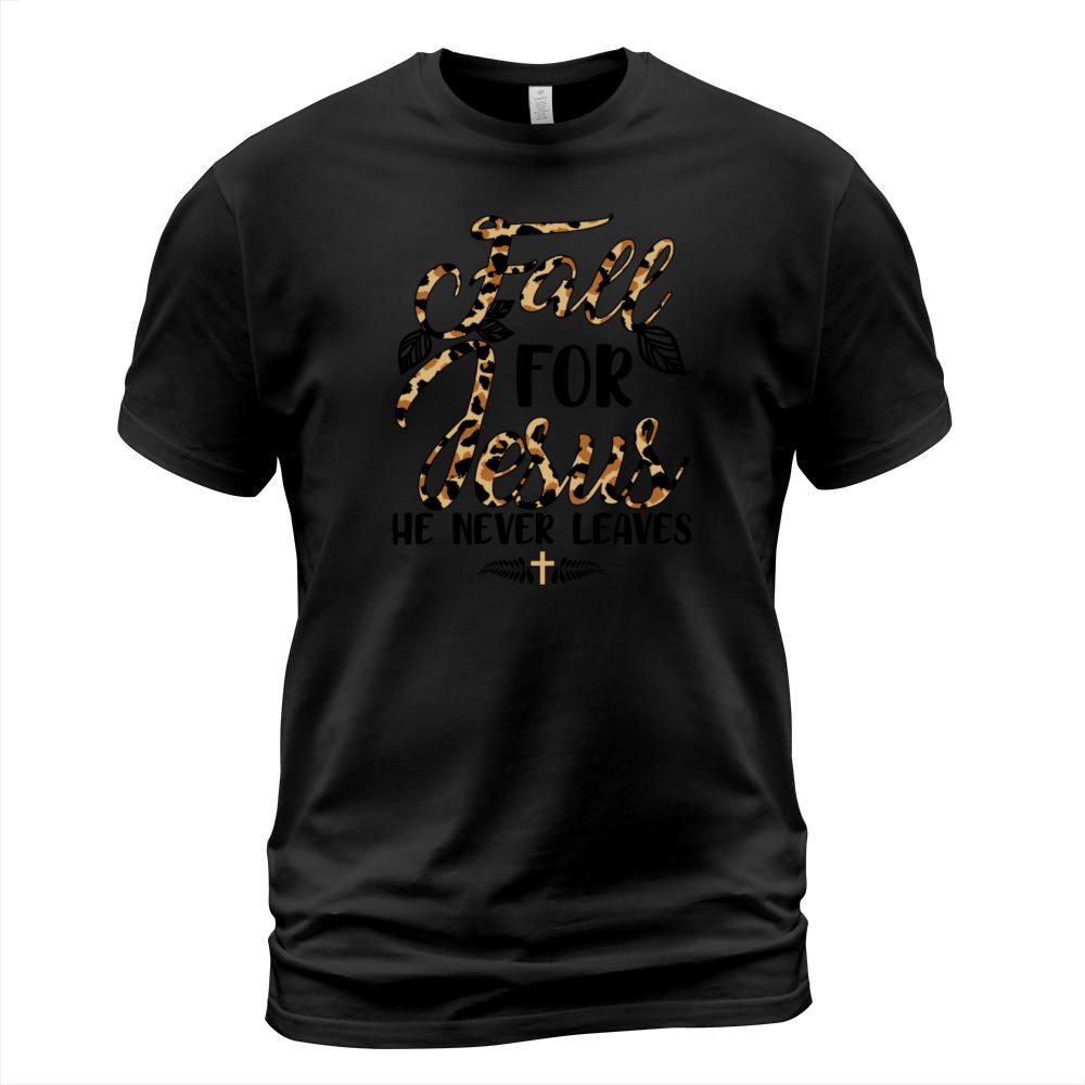 Fall For Jesus He Never Leaves Leopard Partten Men's T-Shirt