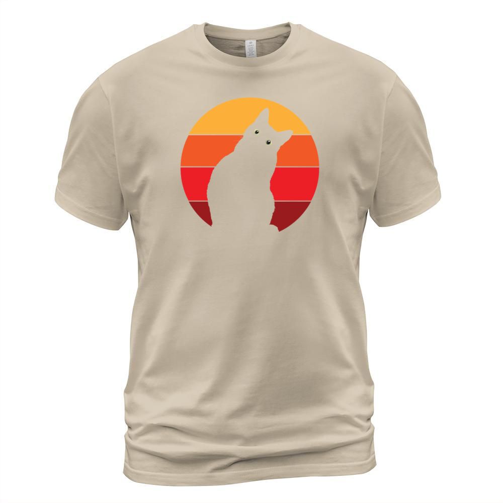 Vintage Retro 80s Curious Cute Cat on Sunset Men's T-Shirt