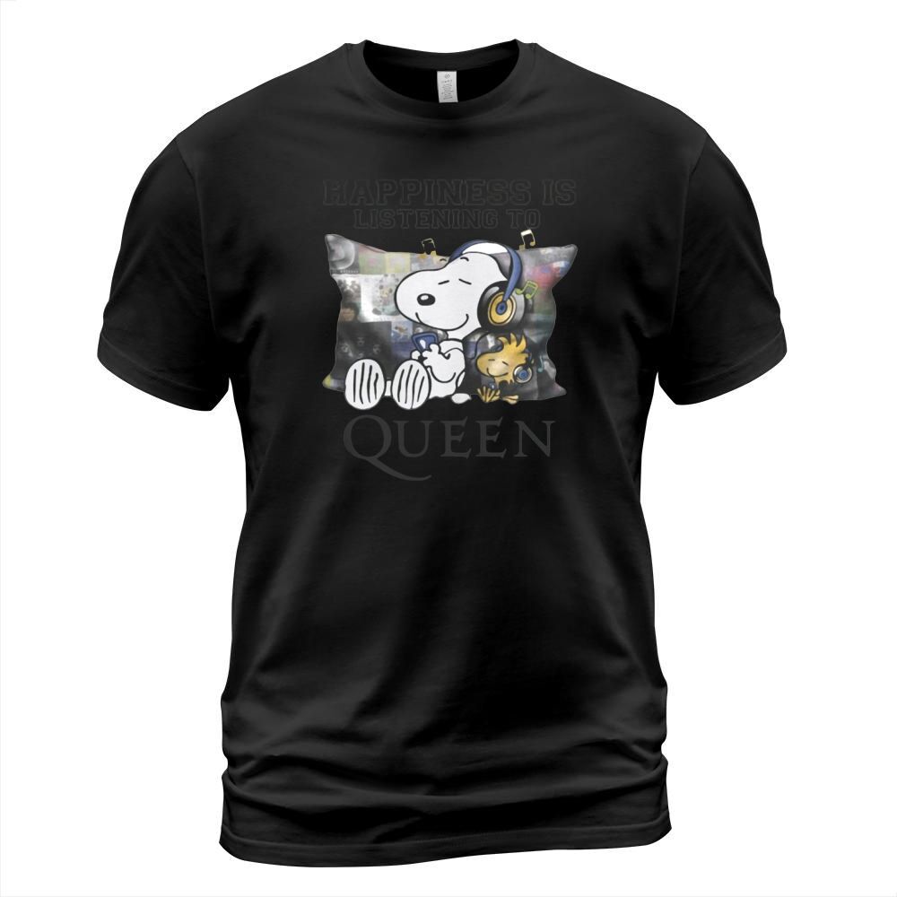 Snoopy und Woodstock Glück hört Königin T-Shirt T-Shirt Unisex