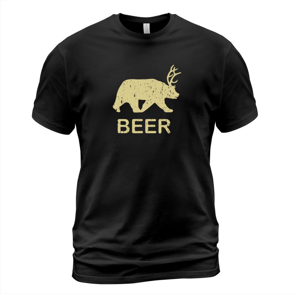 Funny Gym Shirt   Beer Bear Deer Vintage T Shirt T-Shirt Unisex
