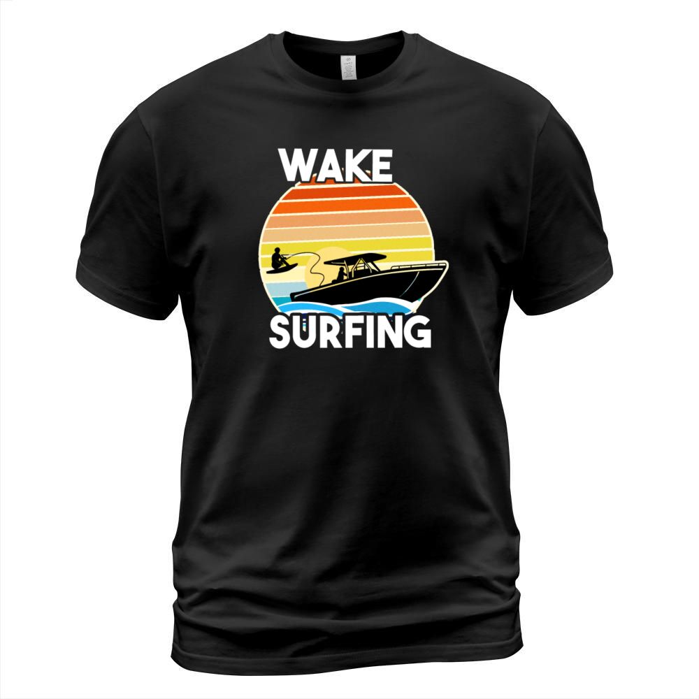 Retro Wake Surfing Gift Print Vintage Boat Lake T-Shirt Unisex