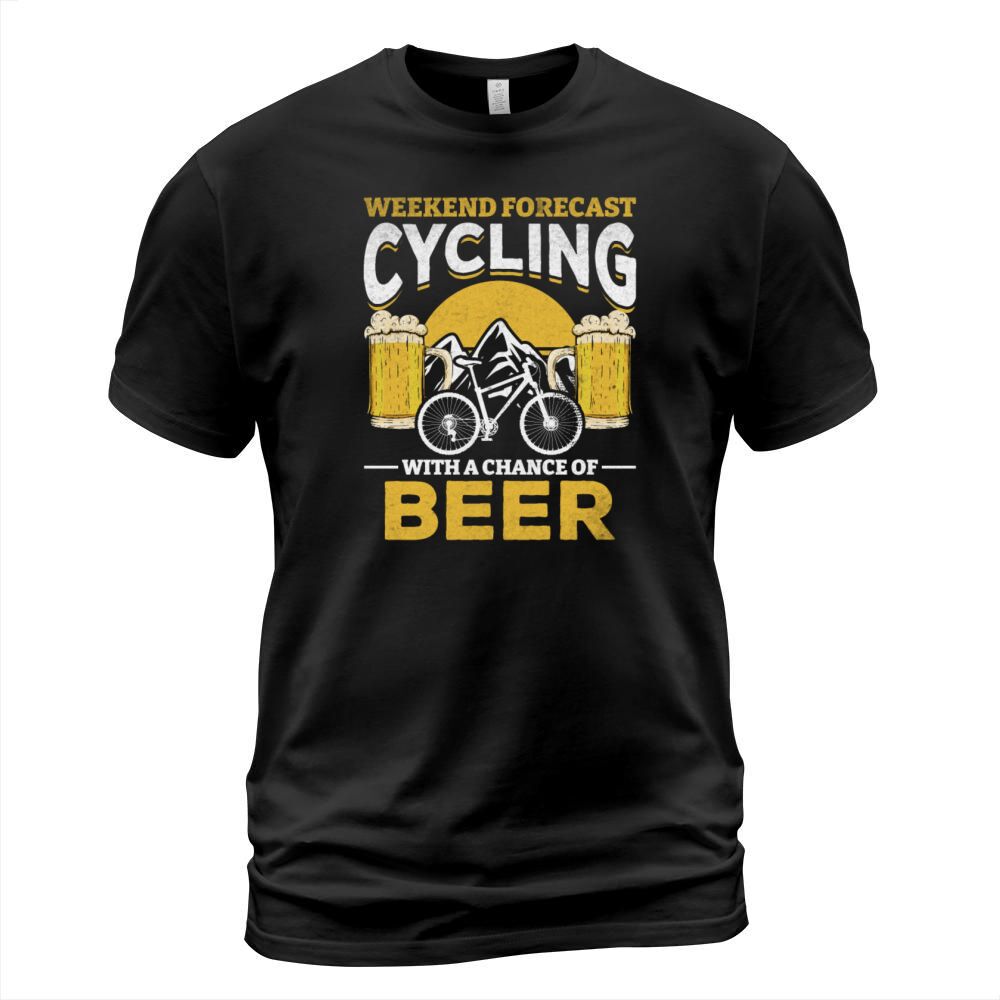 Bicyclist Weekend Forecast Cycling With A Chance T-Shirt Unisex
