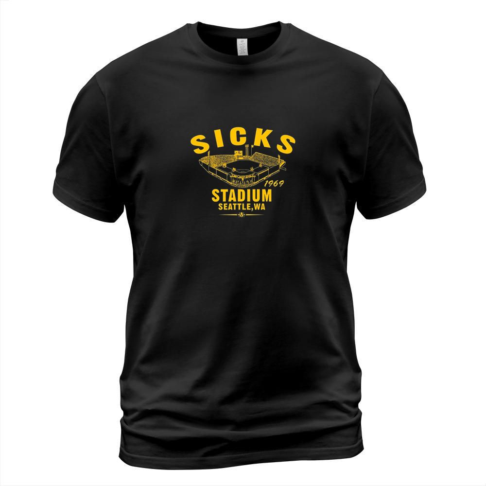 Throwbackmax 1969 Sicks Stadium Seattle Pilots Baseball T-Shirt Unisex