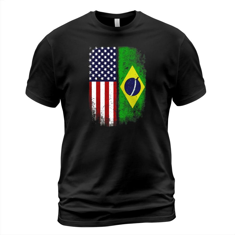 Brazilian American Flag T-shirt Brazil Pride Heritage Tee T-Shirt Unisex