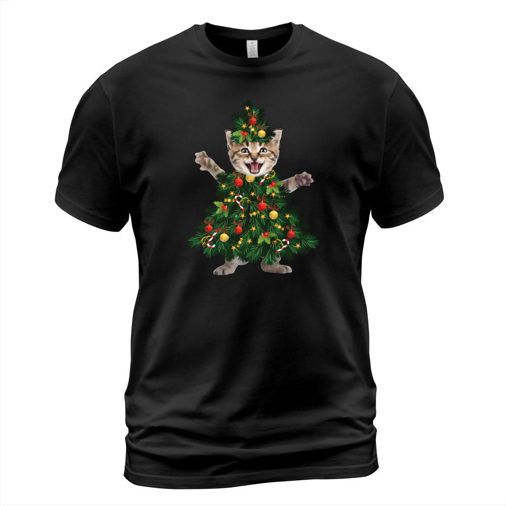 Cat pine Christmas tree shirt T-Shirt Unisex