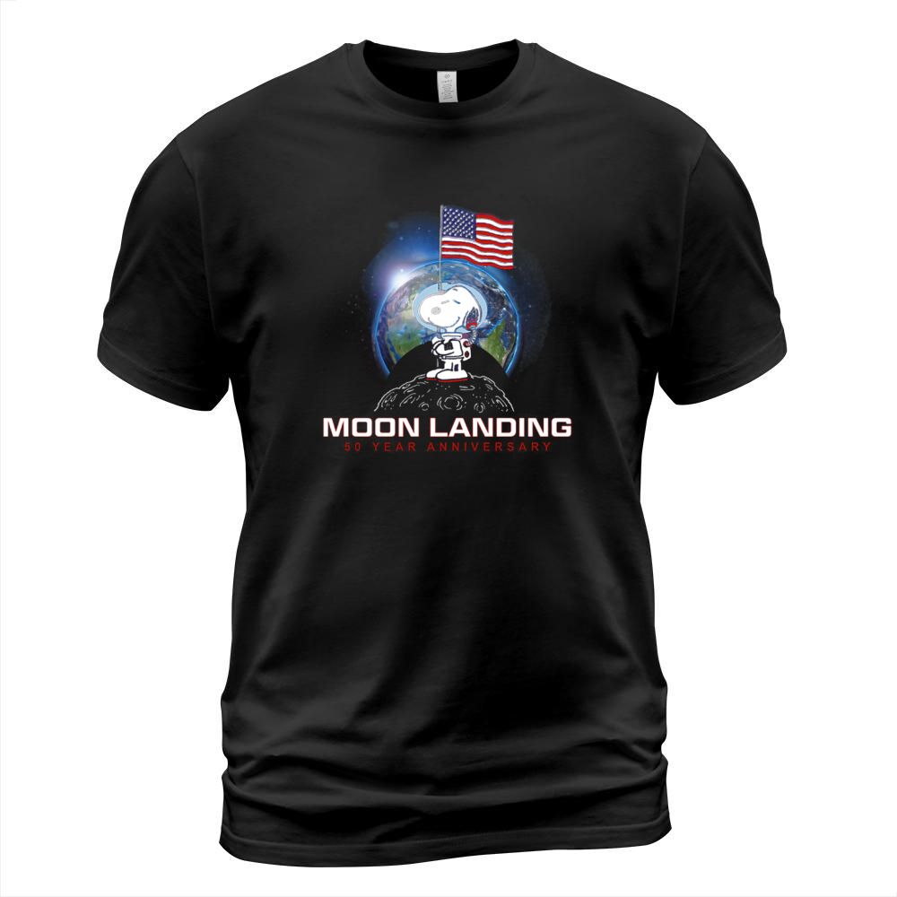 Snoopy Mond der amerikanischen Flagge, der 50-jähriges Jahrestags-Shirt landet T-Shirt Unisex