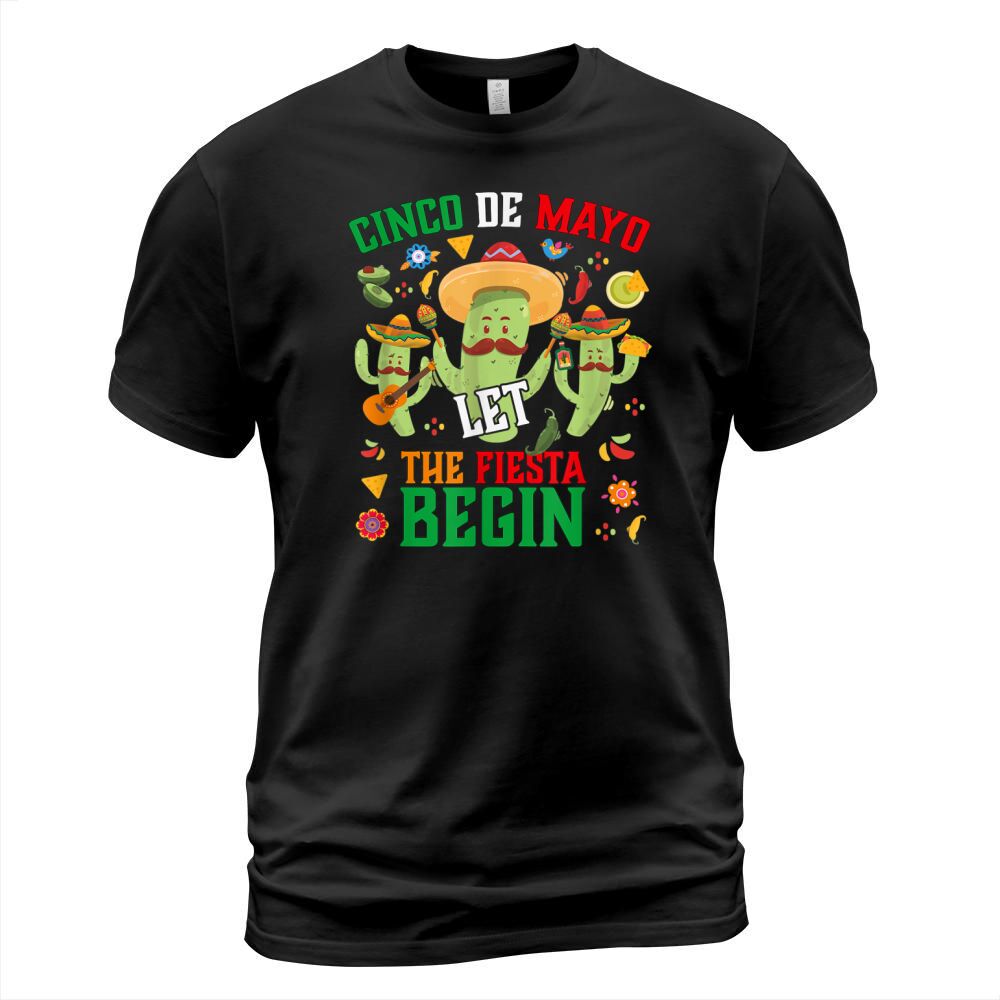 Cinco De Mayo Shirt Design Funny Cactus Let The Fiesta Begin T Shirt T-Shirt Unisex