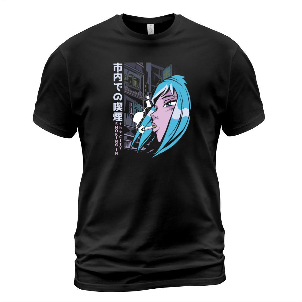 Vaporwave smoke in the city japanese girl smoking T-Shirt Unisex