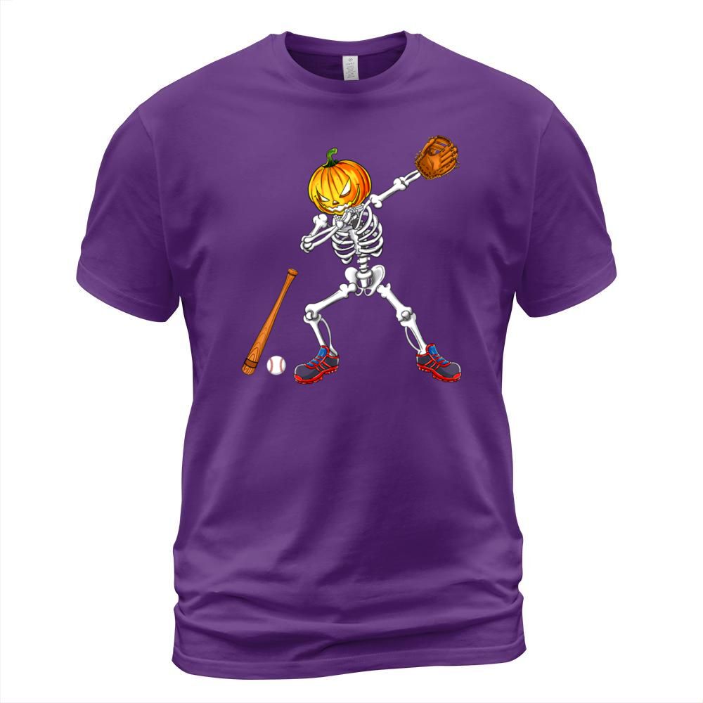 Dabbing Skeleton Pumpkin Baseball Halloween Men's T-Shirt