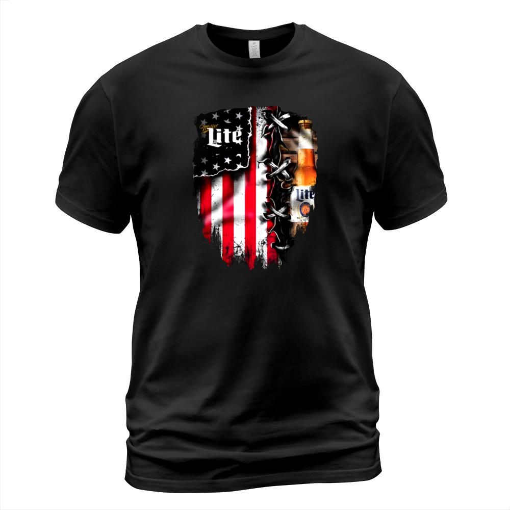 Miller Lite inside American flag shirt T-Shirt Unisex