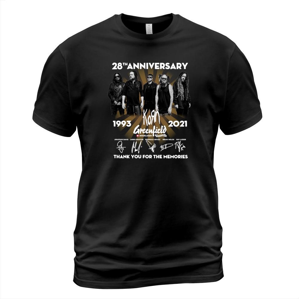 28th anniversary 1993 2021 Korn Greenfield signatures thank you for the memories T-Shirt Unisex