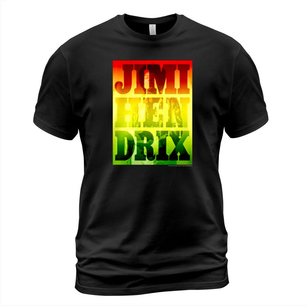 Jimi Hendrix Rasta Colors Typographic Poster Graphic T-Shirt T-Shirt Unisex