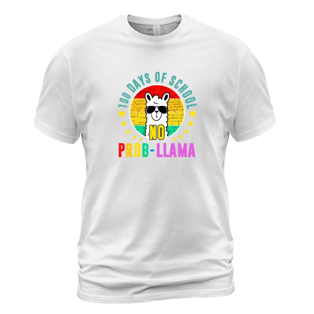 Vintage 100 Days Of School No Probllama Llama 100T T-Shirt Unisex