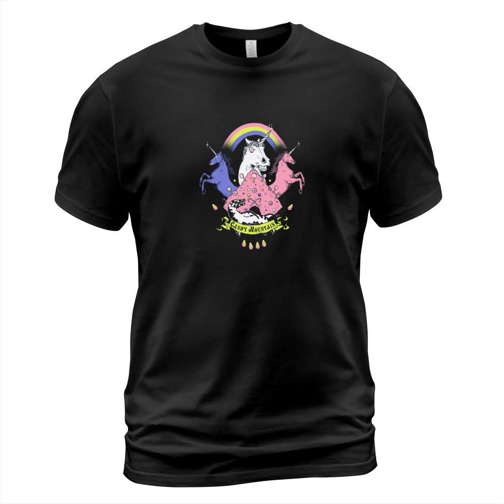 Candy mountain unicorn t shirt funny humour Large Navy T-Shirt Unisex
