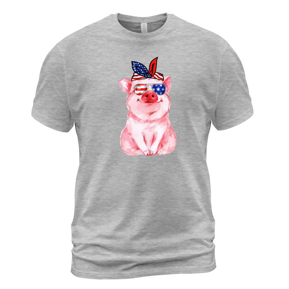 Vintage Patriot Pig Tshirt 4th of July American Men's T-Shirt