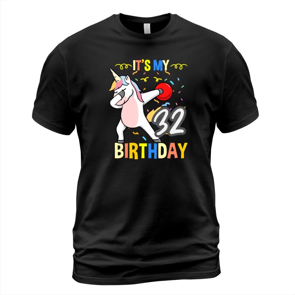 Its My 32nd Birthday Dabbing Unicorn Bowling T-Shirt Unisex