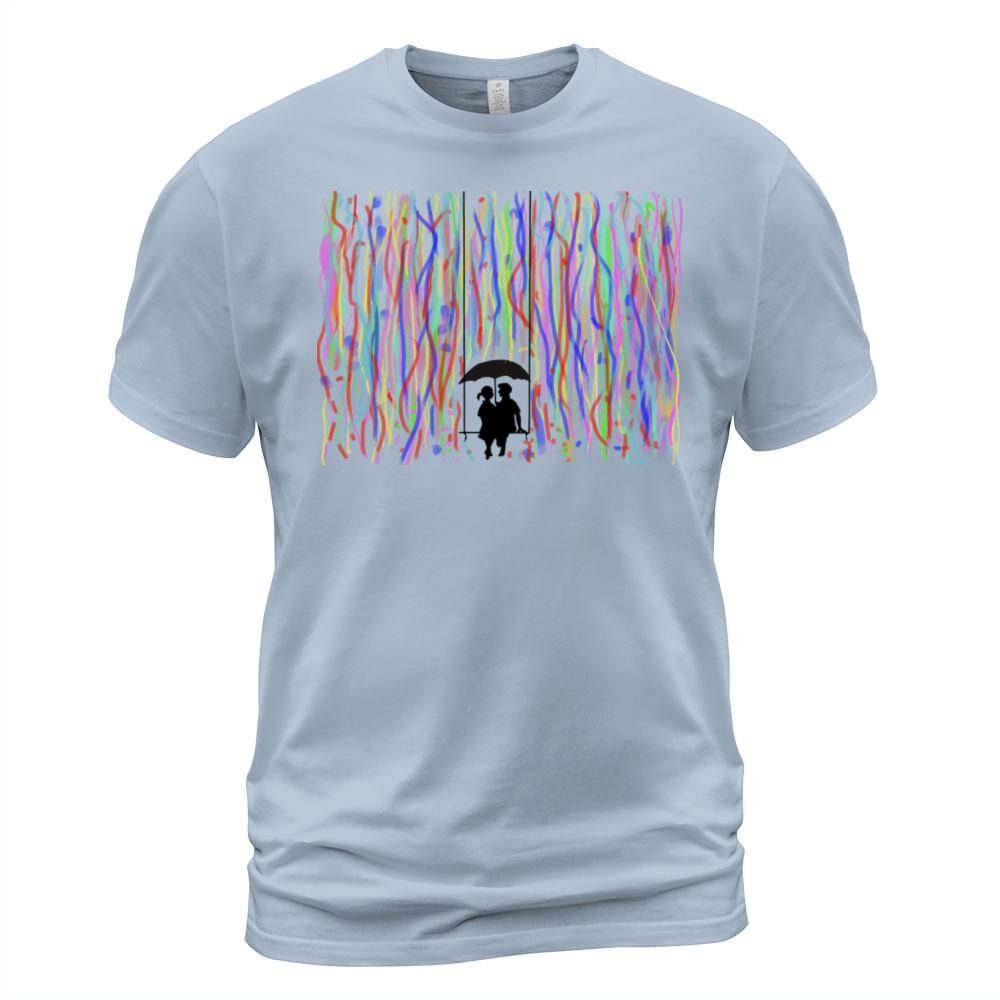 Color Rain with Couple and a Umbrella Paint Men's T-Shirt