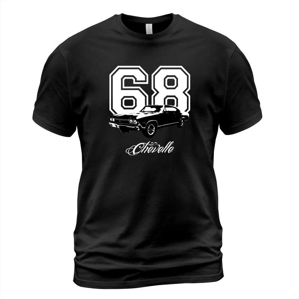 1968 Chevelle Three Quarter Angle View with Year and Model Name Dark Color T-Shirt Unisex